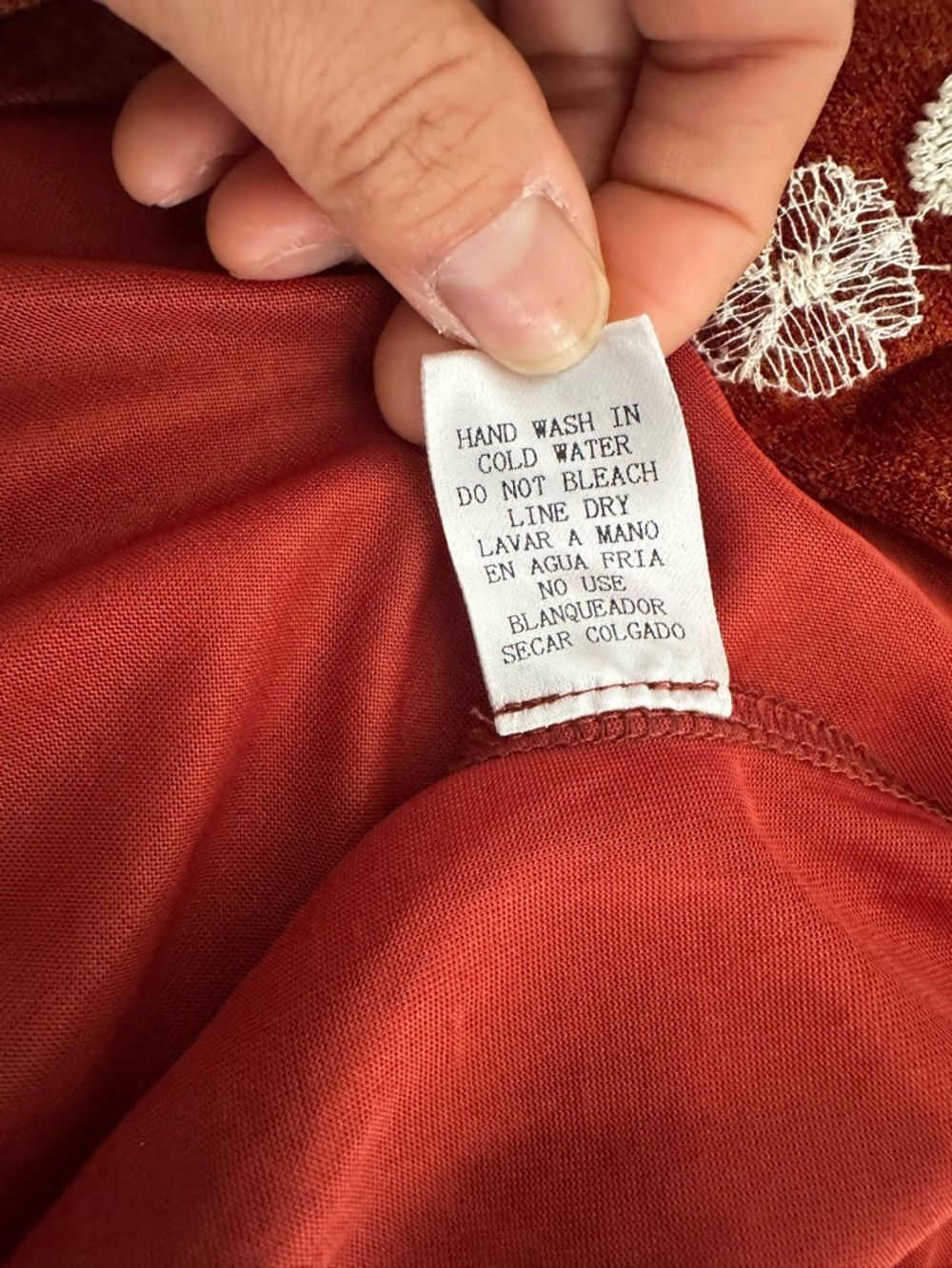 NWT Apricot Lane Burnt Orange Floral Embroidered Boho Long Sleeve fall Dress - Picture 8 of 12